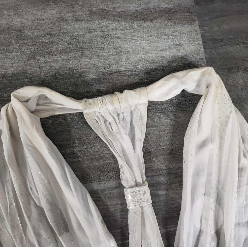 Designer FD | White-Silver-Grey | Dressy Draped Romper Size 28" / US 6 / IT 42 - 4 Thumbnail