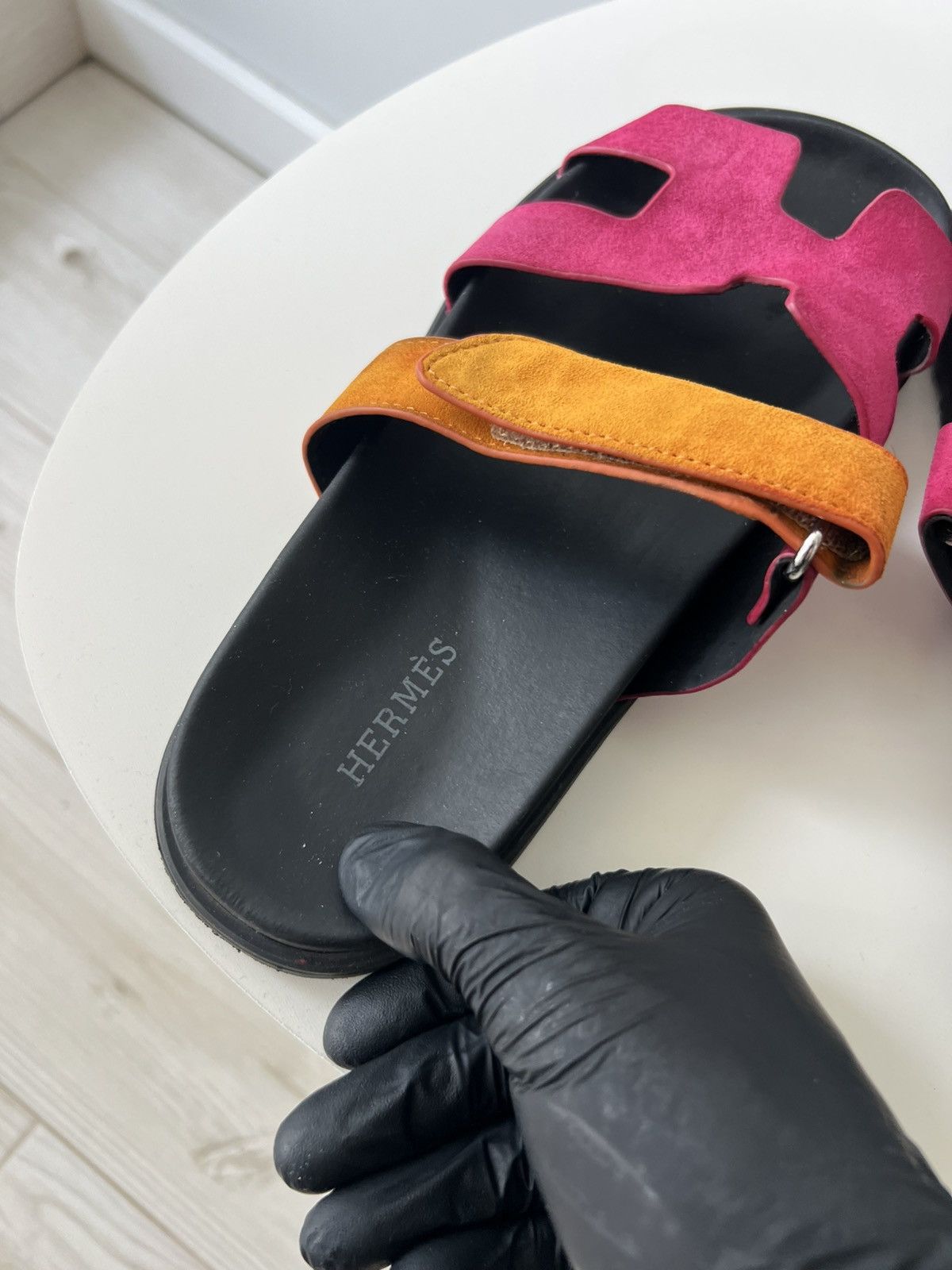 Hermes Hermes Pink Suede Chypre Flat Slides Size 40 Size US 10 / IT 40 - 11 Thumbnail