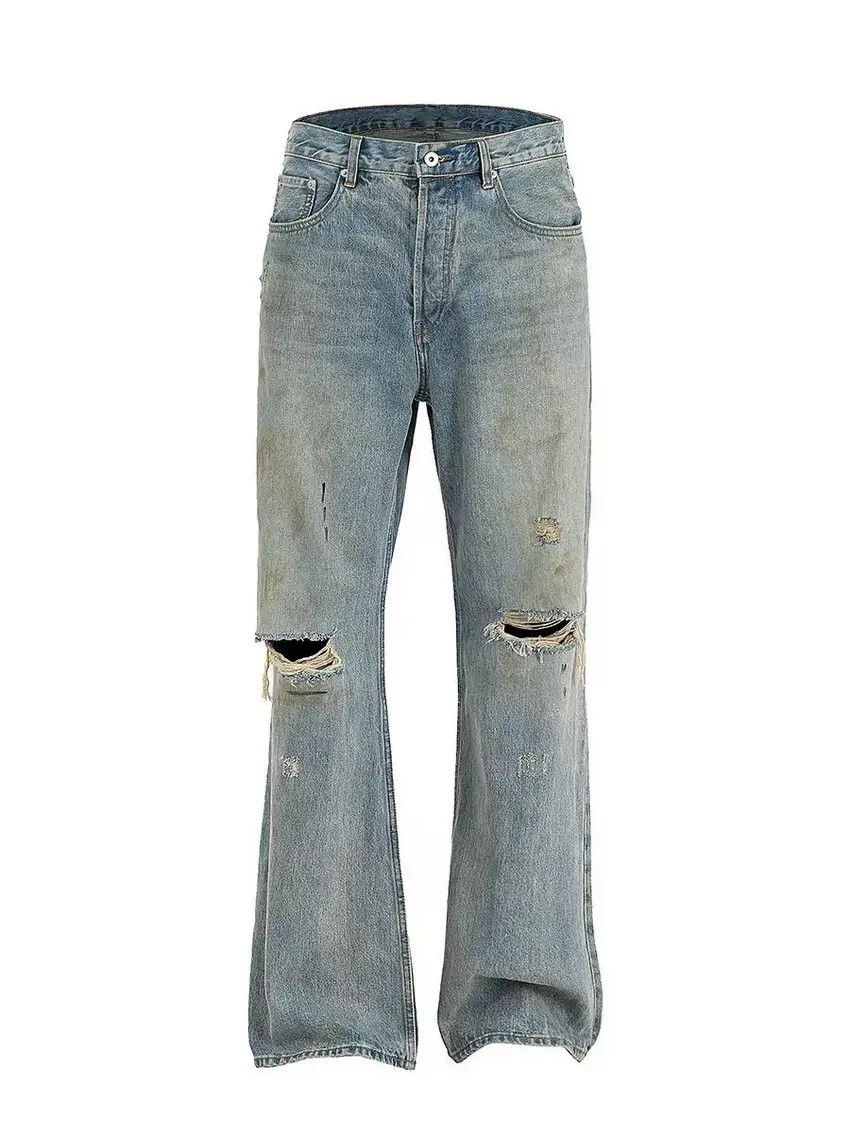 Designer × Japanese Brand Baggy Faded Washed Knee Ripped Jeans Size US 32 / EU 48 - 4 Thumbnail