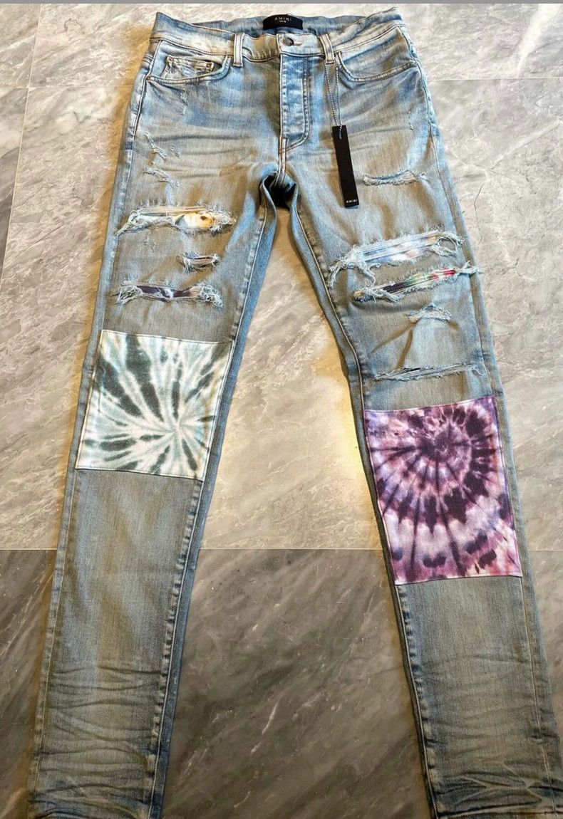 Amiri AMIRI Tie-Dye Patchwork Distressed Jeans - dmc Size US 32 / EU 48 - 1 Thumbnail