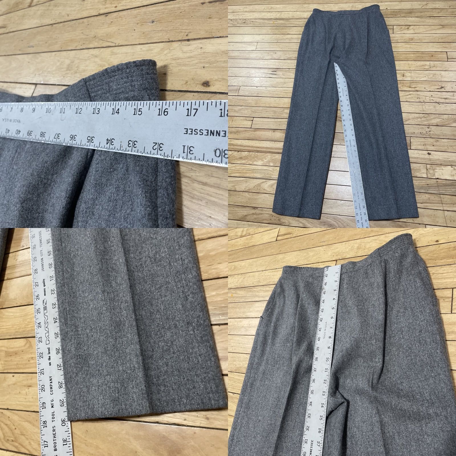 Vintage VINTAGE Collectibles Gray Wool Dress Pants Women 14 32x30 Flat Front Zipper Button USA Made Professional Size 36" / US 14 / IT 50 - 8 Thumbnail