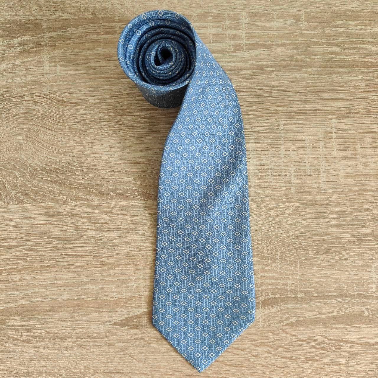 Hermes Hermes Paris Silk Tie 5401 OA Geometry Blue Size ONE SIZE - 1 Thumbnail