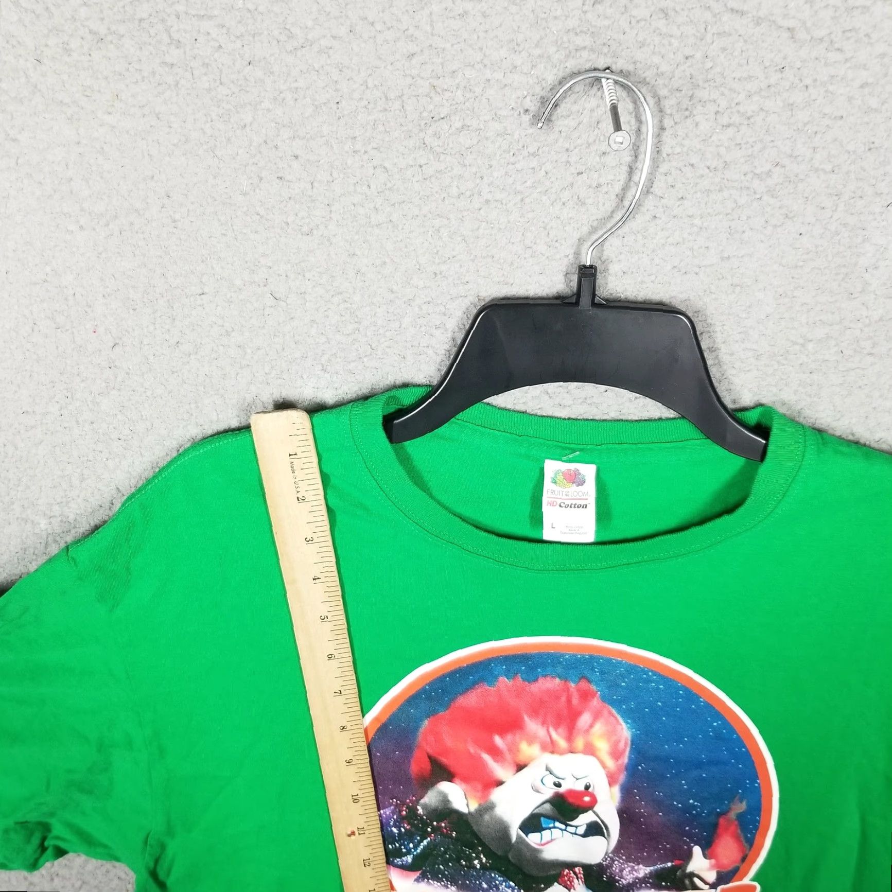 Fruit Of The Loom VINTAGE Heat Miser Christmas T-Shirt Men Large Green Cartoon Movie Holiday Graphic Tee Holiday Season Size US L / EU 52-54 / 3 - 4 Thumbnail