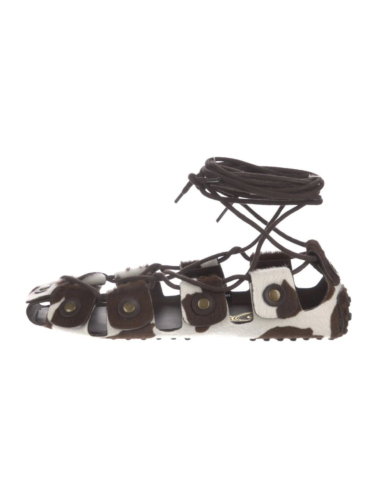 Tod’s cow print leather gladiator sandals designer avantgarde