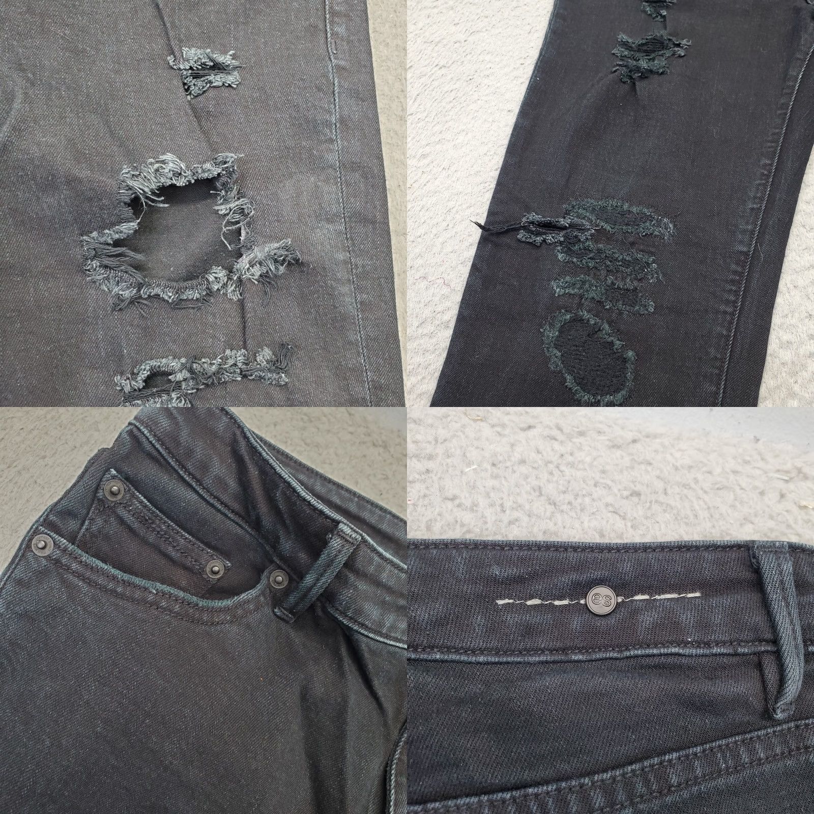 Denime Earnest Sewn Jeans Womens 29 Black Denim Stretch Distressed Dark Wash Skinny Leg Jeans Size 29" - 8 Thumbnail