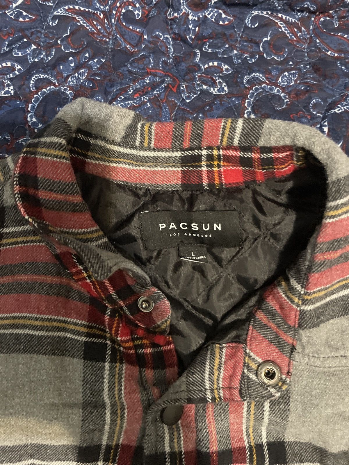 Pacsun Pacsun Red/Gray Flannel Jacket Size US L / EU 52-54 / 3 - 2 Thumbnail