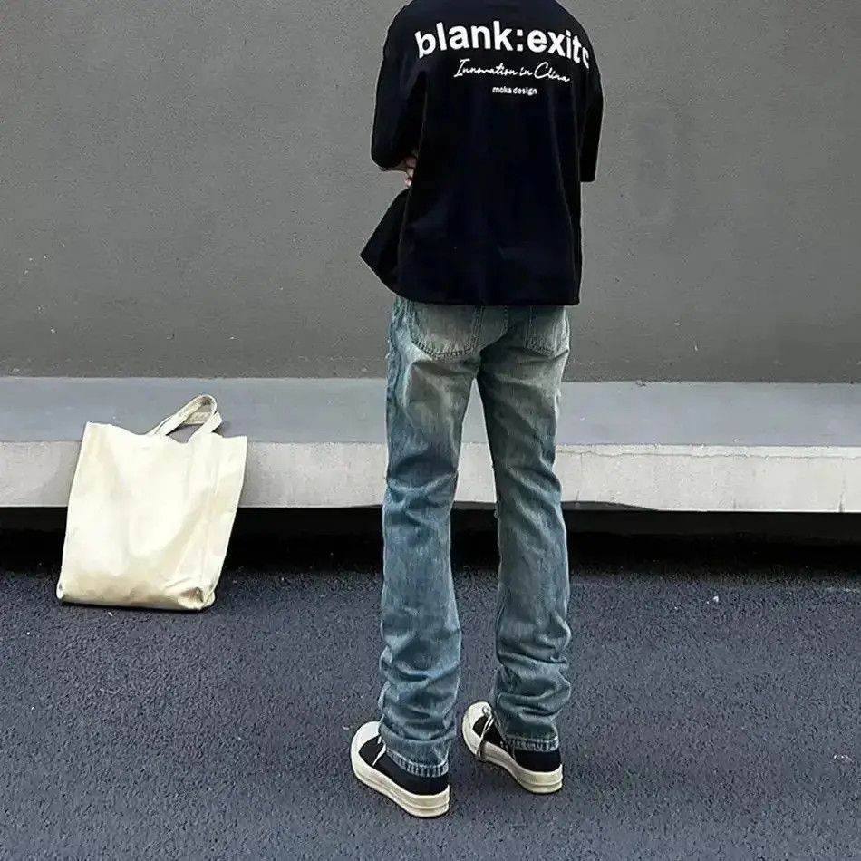 Japanese Brand Ripped Jeans Men Summer Slim Streetwear Blue Casual Fashion Size US 30 / EU 46 - 3 Thumbnail