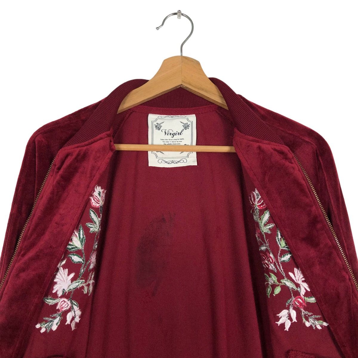 Japanese Brand 🔥Velvet Bomber Jacket Flower Big Logo Virgirl Japan Made Size US M / EU 48-50 / 2 - 11 Thumbnail