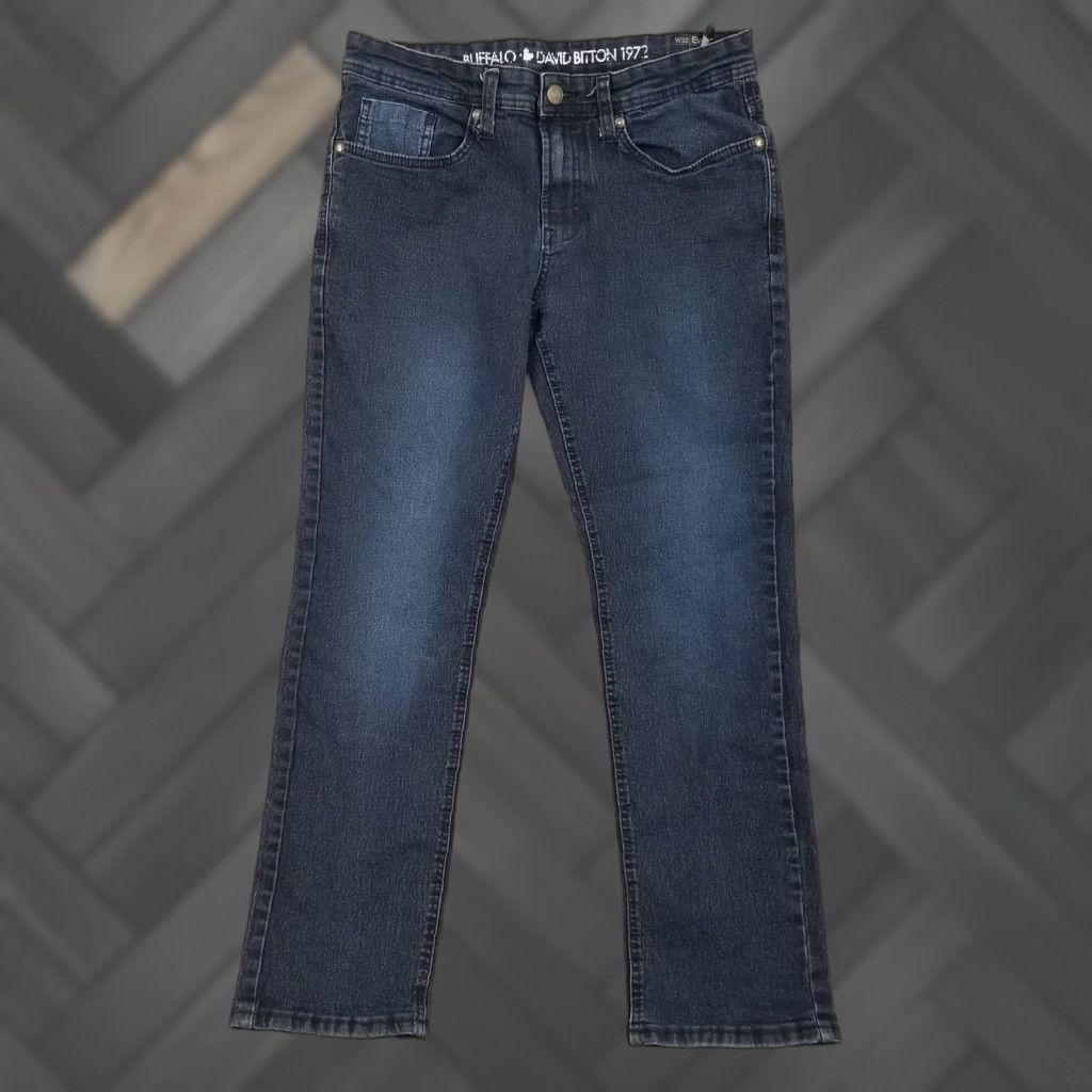 Buffalo David Bitton Jeans Mens 32x30 Evan-X Slim Straight Stretch Dark Wash Blue