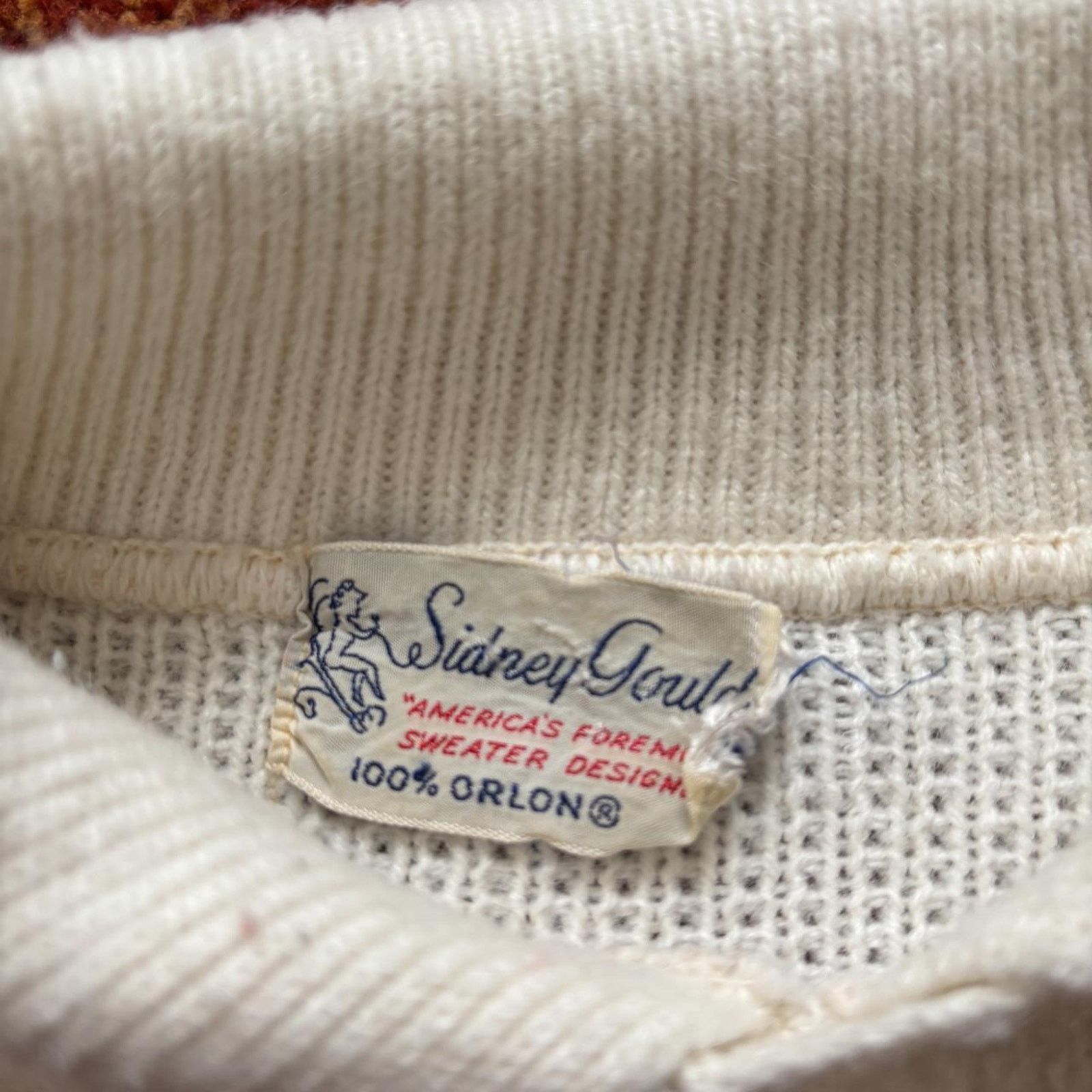 Vintage 1950s collared acrylic winter pattern knit ski sweater Size M / US 6-8 / IT 42-44 - 6 Thumbnail