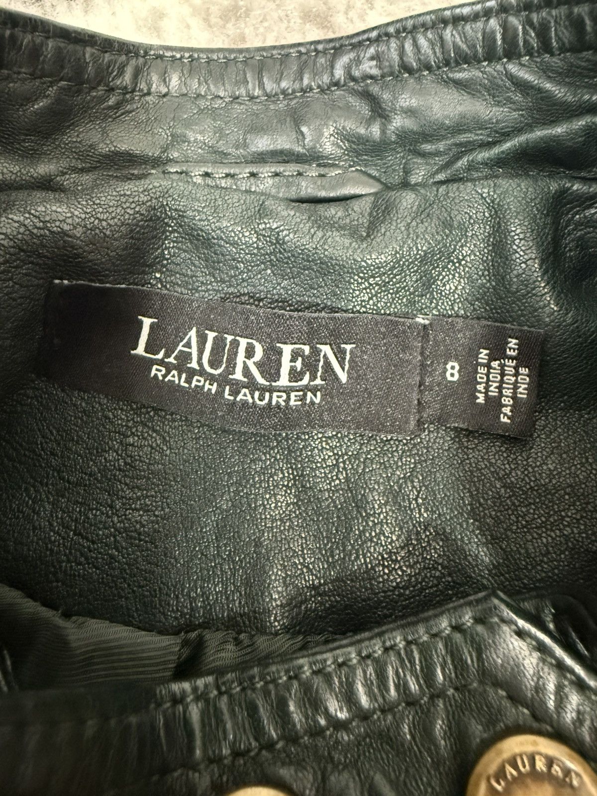 Rare Lauren Ralph Lauren Dark Green Leather Biker Jacket