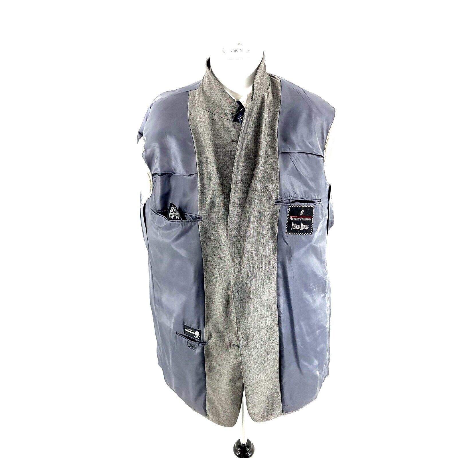 Hickey Freeman Hickey Freeman Neiman Marcus Wool 2 Button Gray Herringbone Size 42L - 12 Thumbnail