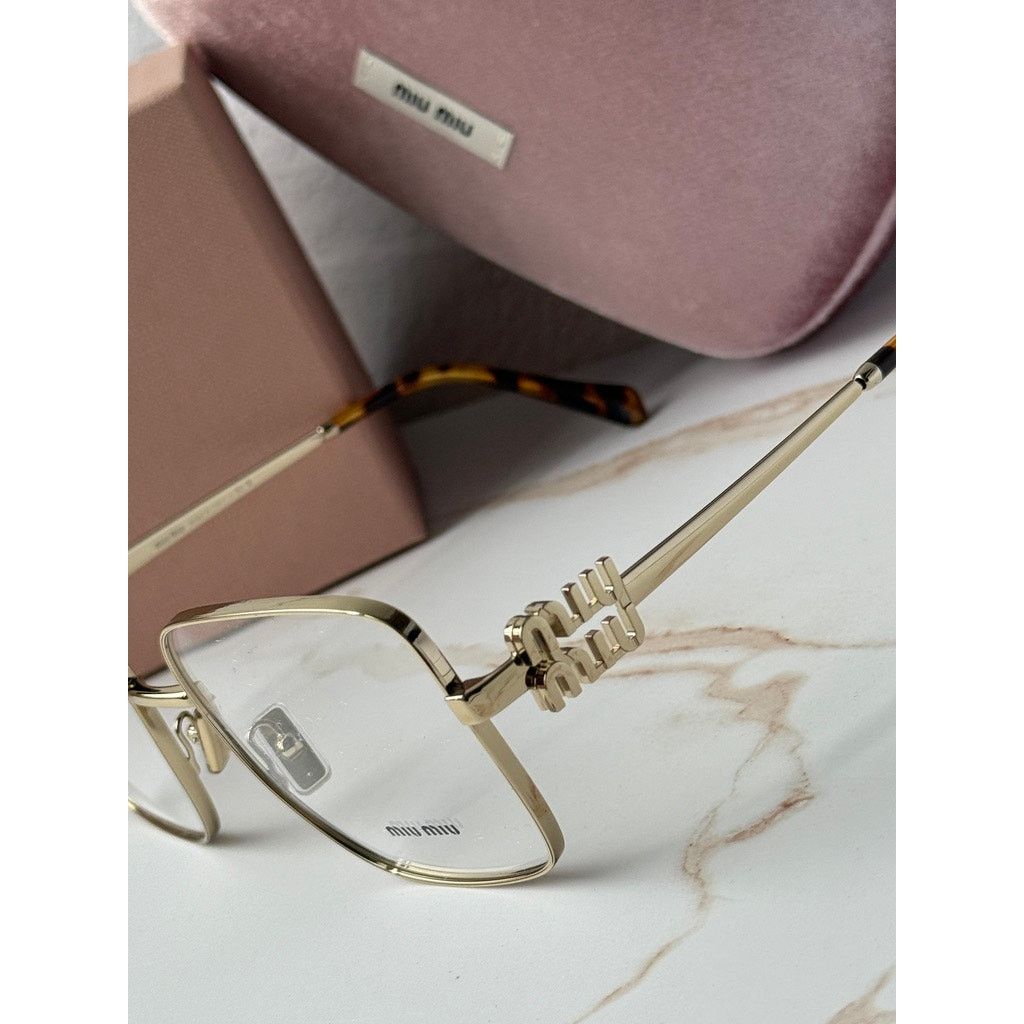 Miu Miu NEW Miu Miu M51XV Gold Square Logo Eyeglasses Frames Size ONE SIZE - 4 Thumbnail