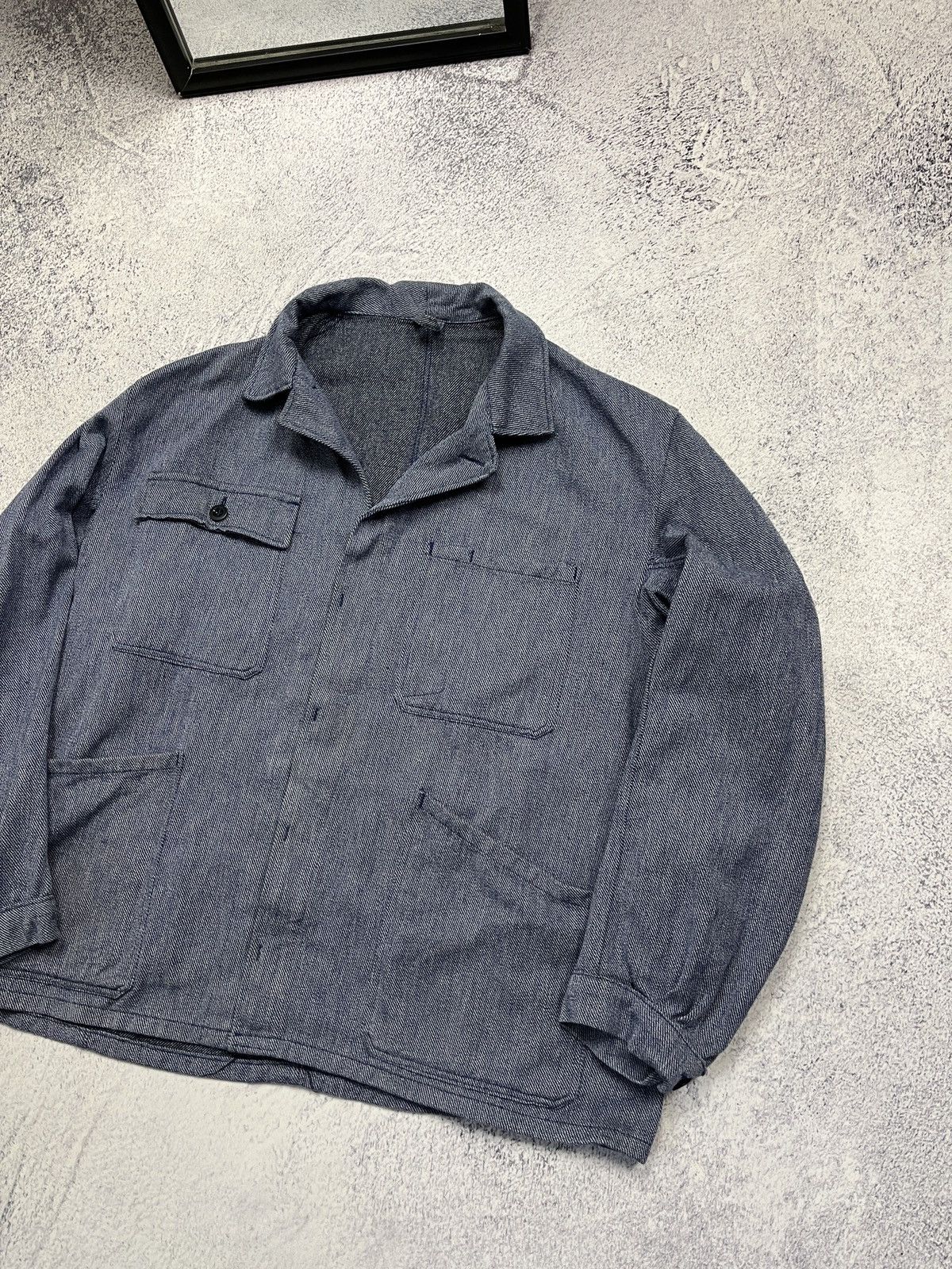 Vintage Vintage 90's French Work Denim Jacket Le Laboureur Lutteurs Size US L / EU 52-54 / 3 - 5 Thumbnail