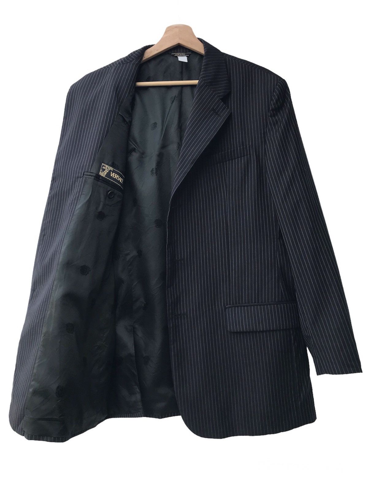 Versace Versace Striped Wool Blazer Suit Made in Italy Size US L / EU 52-54 / 3 - 4 Thumbnail