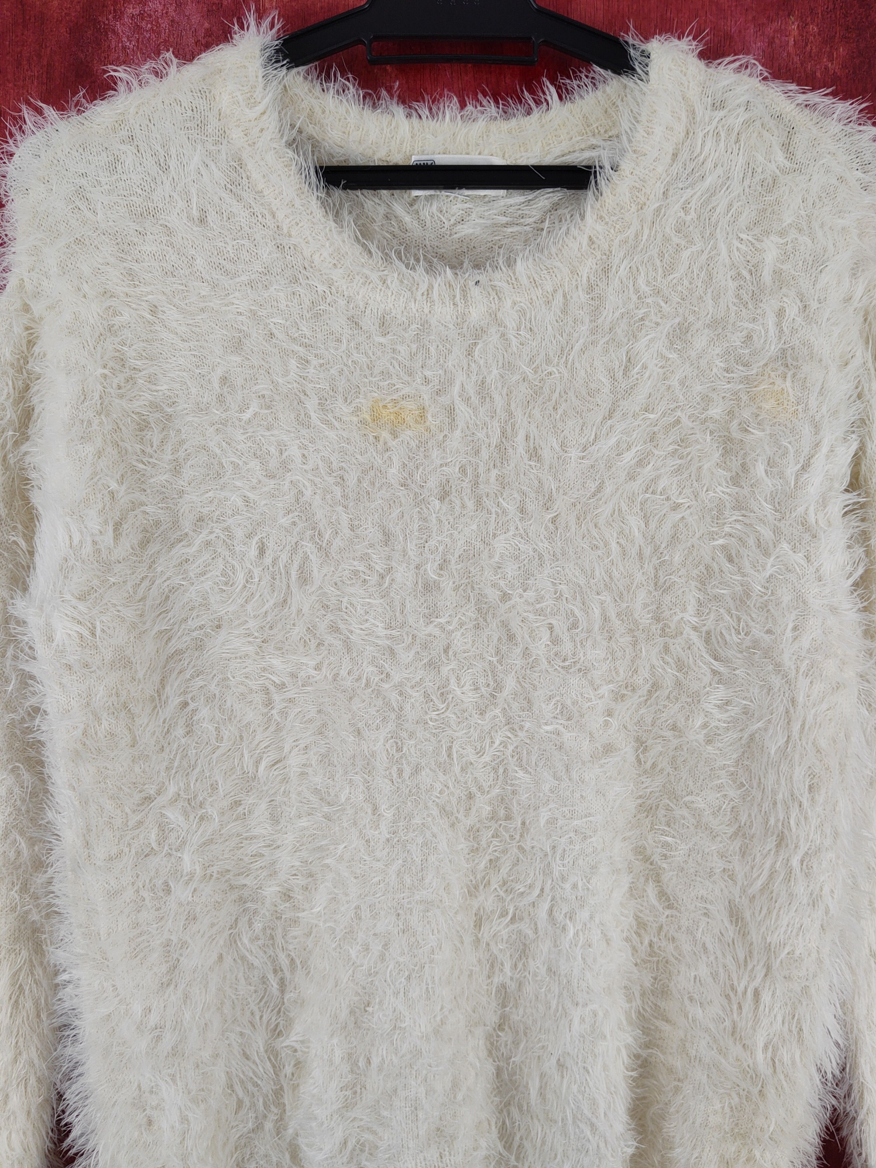 Homespun Knitwear Michel Klein Cream Shag Shaggy Fur Mohair Knitwear #S2007 Size S / US 4 / IT 40 - 2 Thumbnail