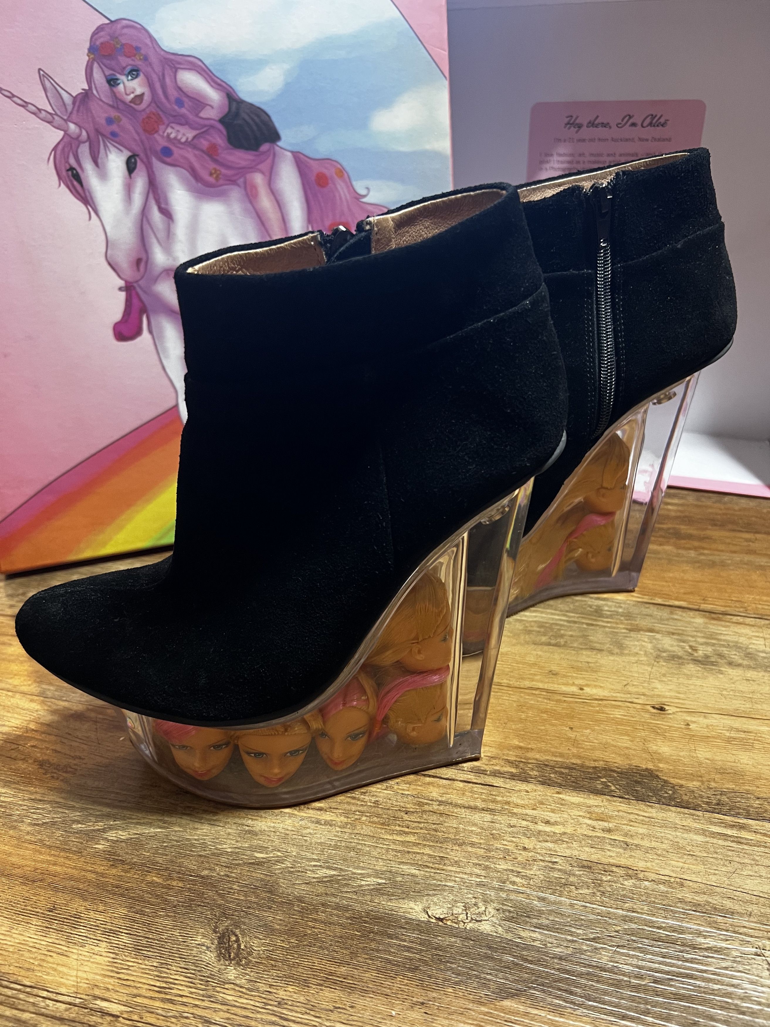 Jeffrey Campbell RARE Deadstock Jeffery Campbell ICY Barbie Head Suede Boots Size US 7.5 / IT 37.5 - 3 Thumbnail