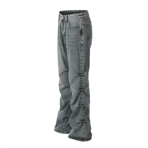 Jean Punk distressed washed flared jeans for men Size US 32 / EU 48 - 7 Thumbnail
