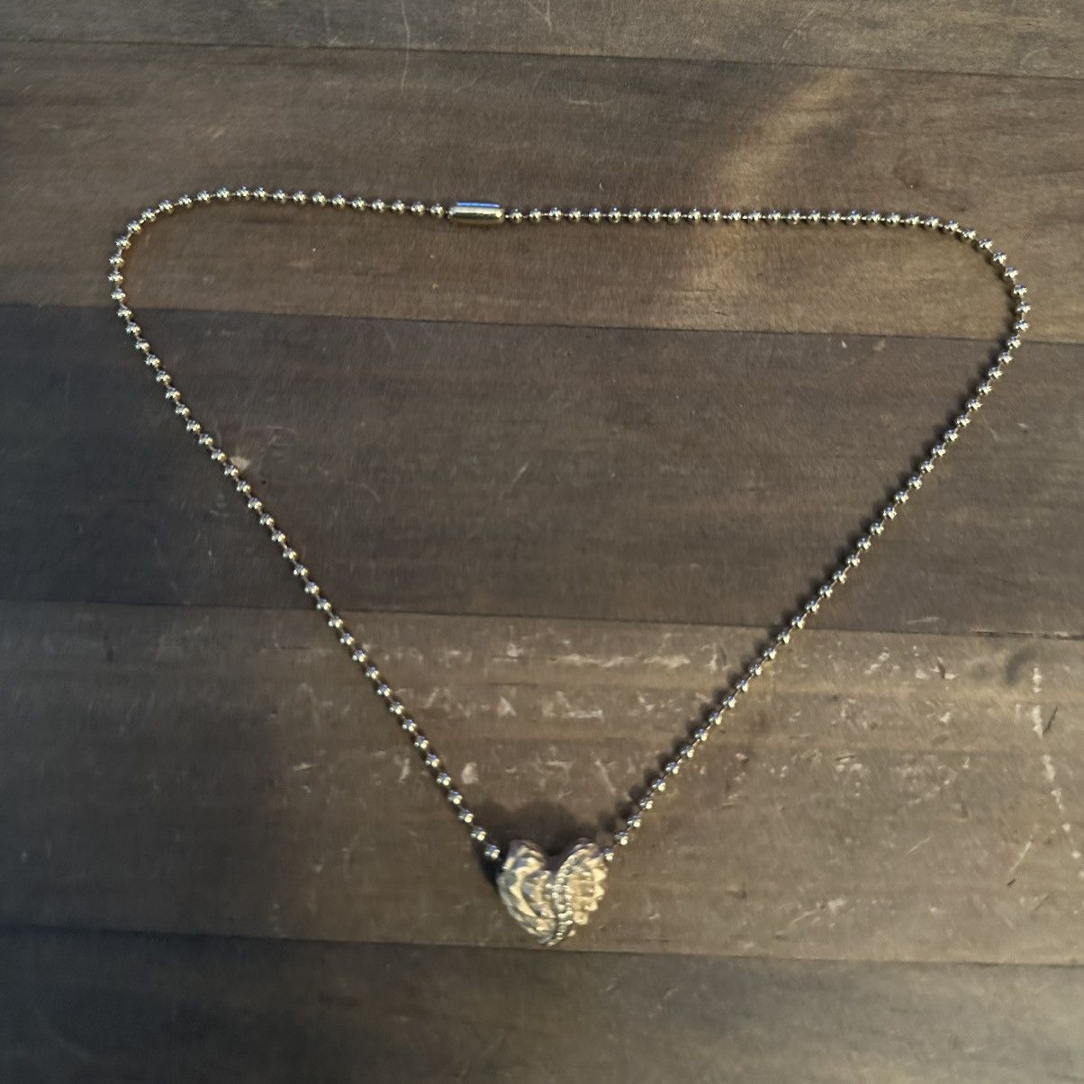 Vintage Vintage gold tone sliding puffed heart pendant necklace Size ONE SIZE - 2 Thumbnail