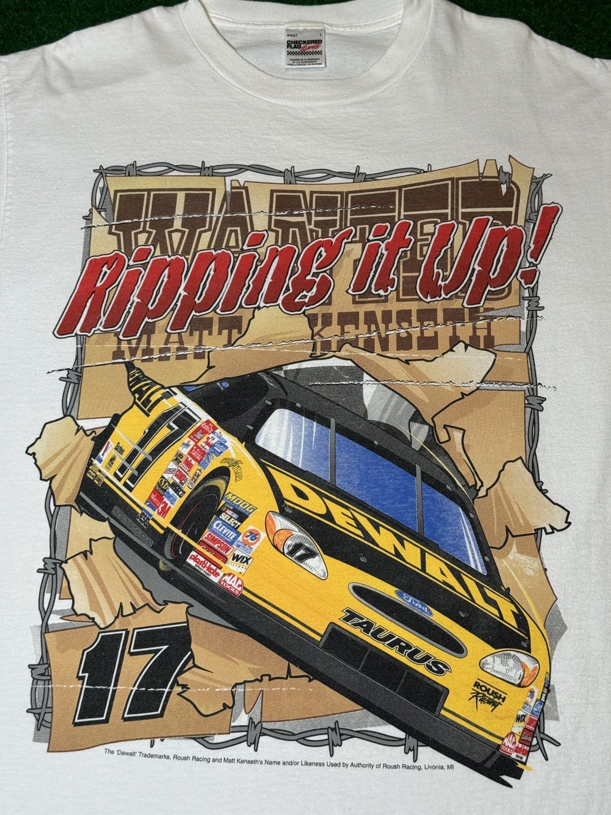NASCAR Vtg 90s Y2K Matt Kenseth Breakthrough Wanted Nascar T Shirt Size US L / EU 52-54 / 3 - 2 Thumbnail
