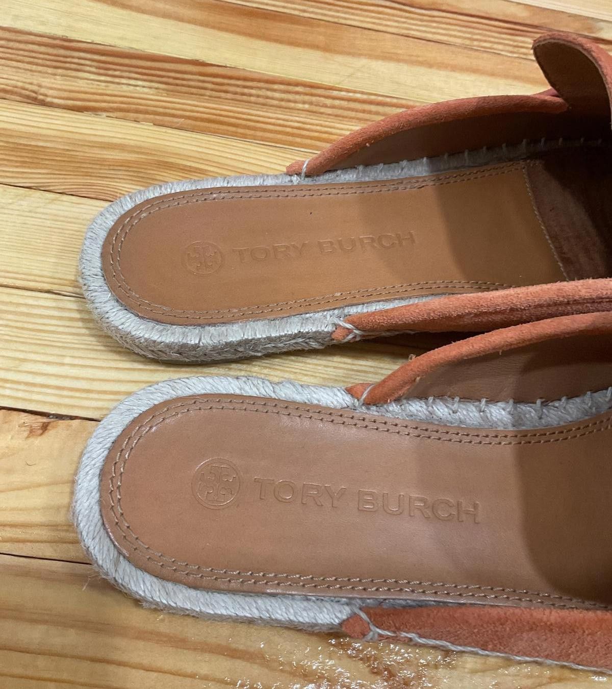Designer Tory Burch Seaside Mule Espadrille / Natural Suede Orange Size US 9.5 / IT 39.5 - 8 Thumbnail