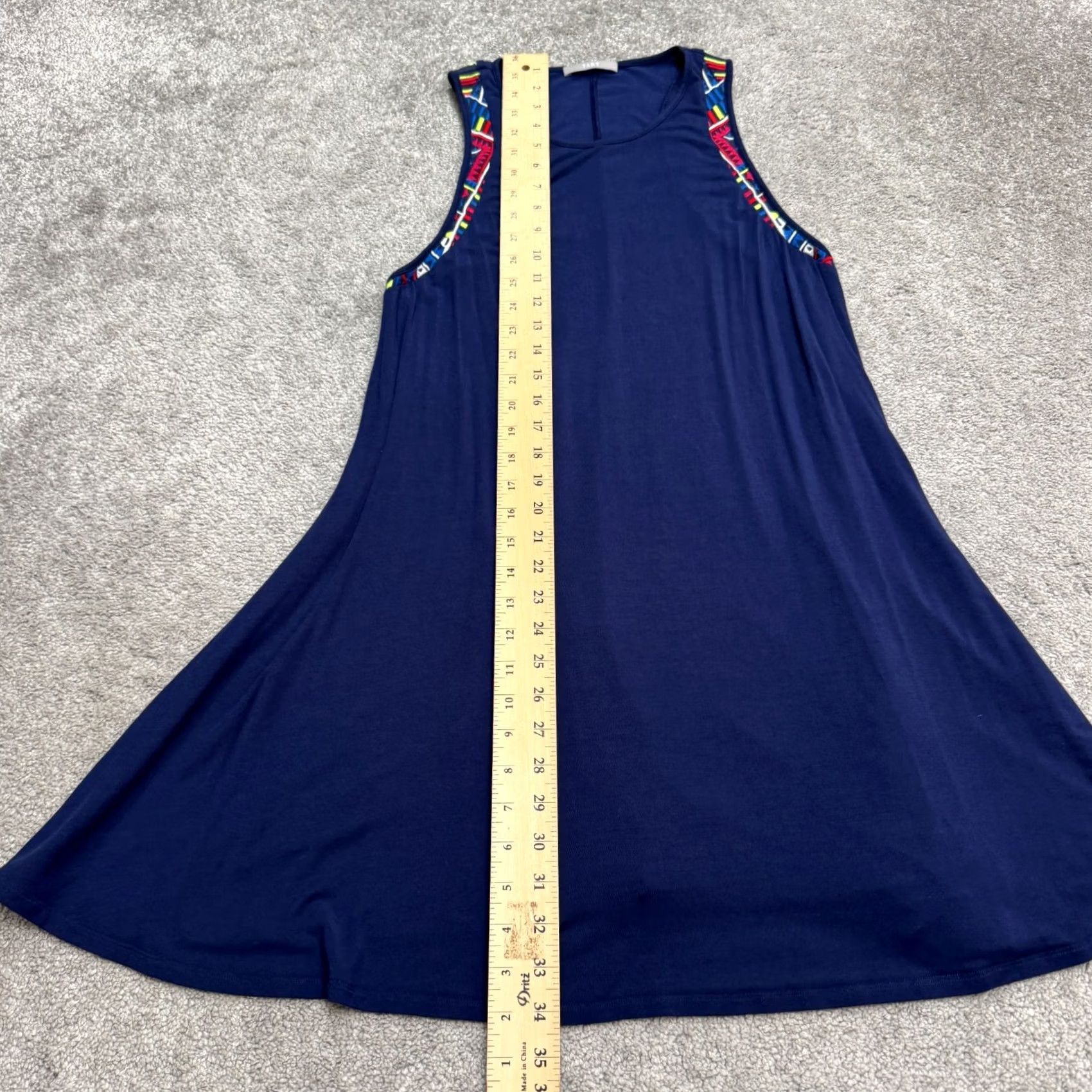 Vintage Tart Embroidered A-Line Tank Swing Dress Women Small Navy Blue Sleeveless Casual Size S / US 4 / IT 40 - 7 Thumbnail