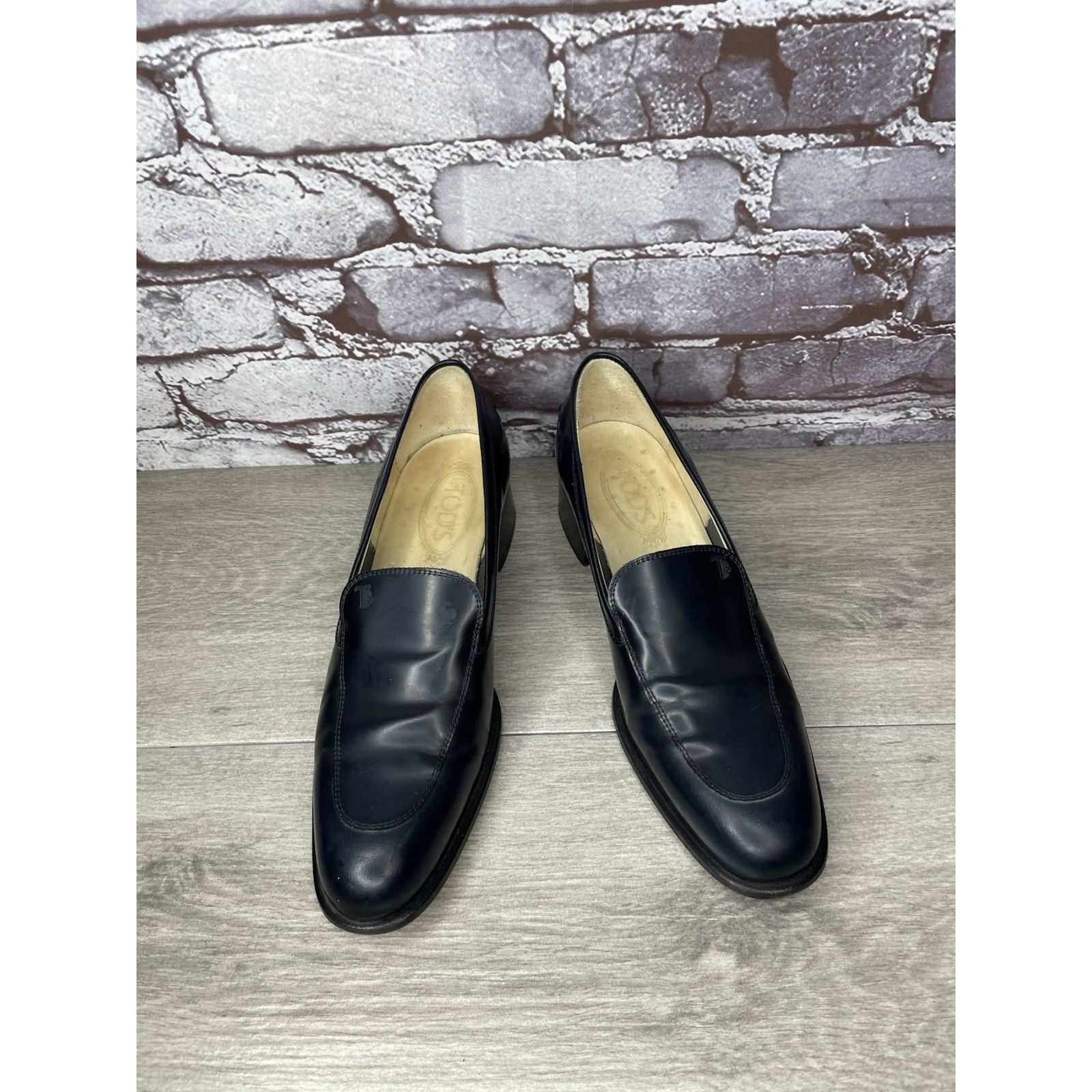 Tod's TOD'S Navy Blue Leather Heeled Slip On VTG Loafer Pumps Shoe Size US 7.5 / IT 37.5 - 13 Thumbnail