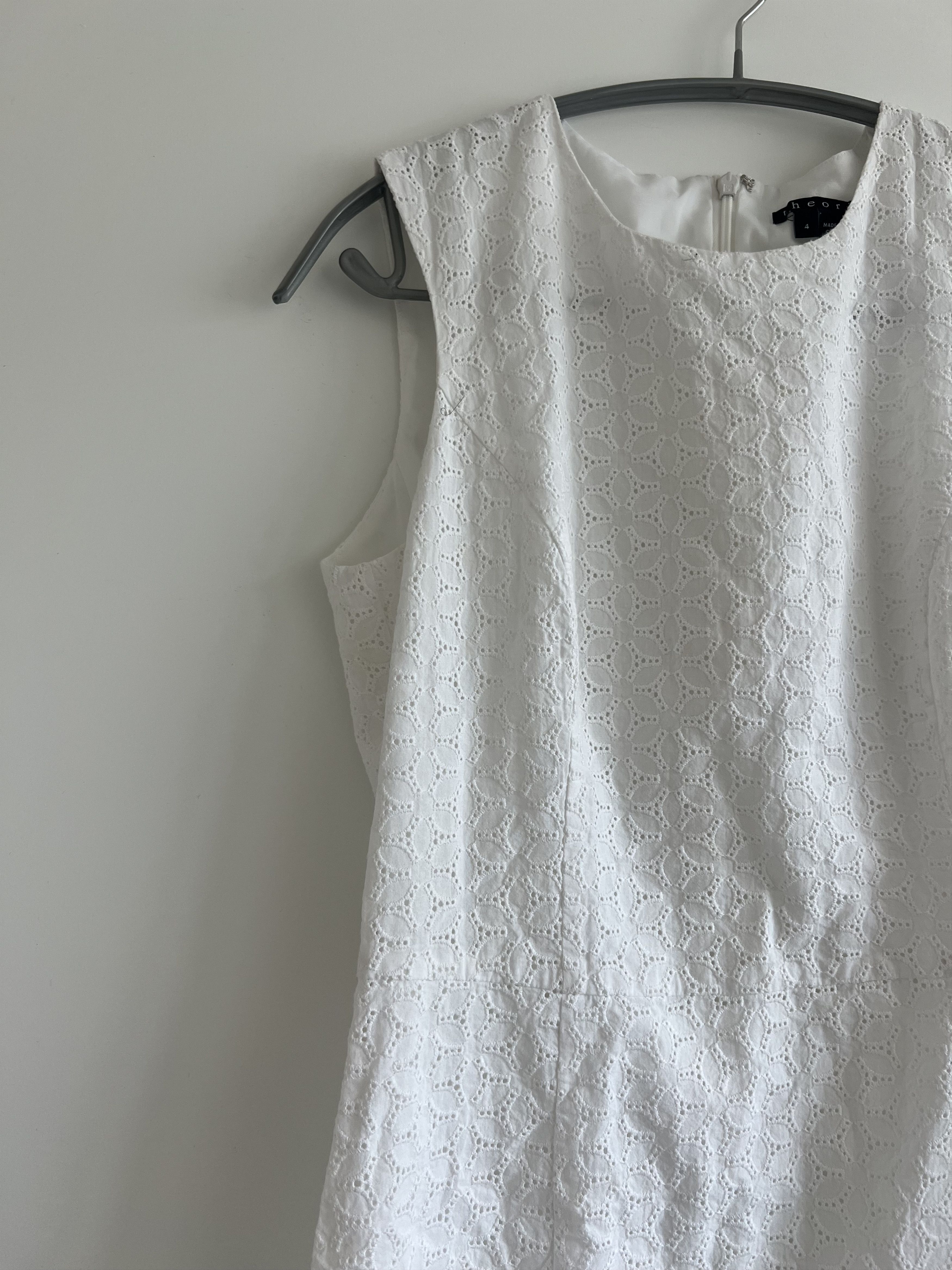 Theory Theory White Eyelet Sleeveless Dress - Size 4 Size S / US 4 / IT 40 - 4 Thumbnail