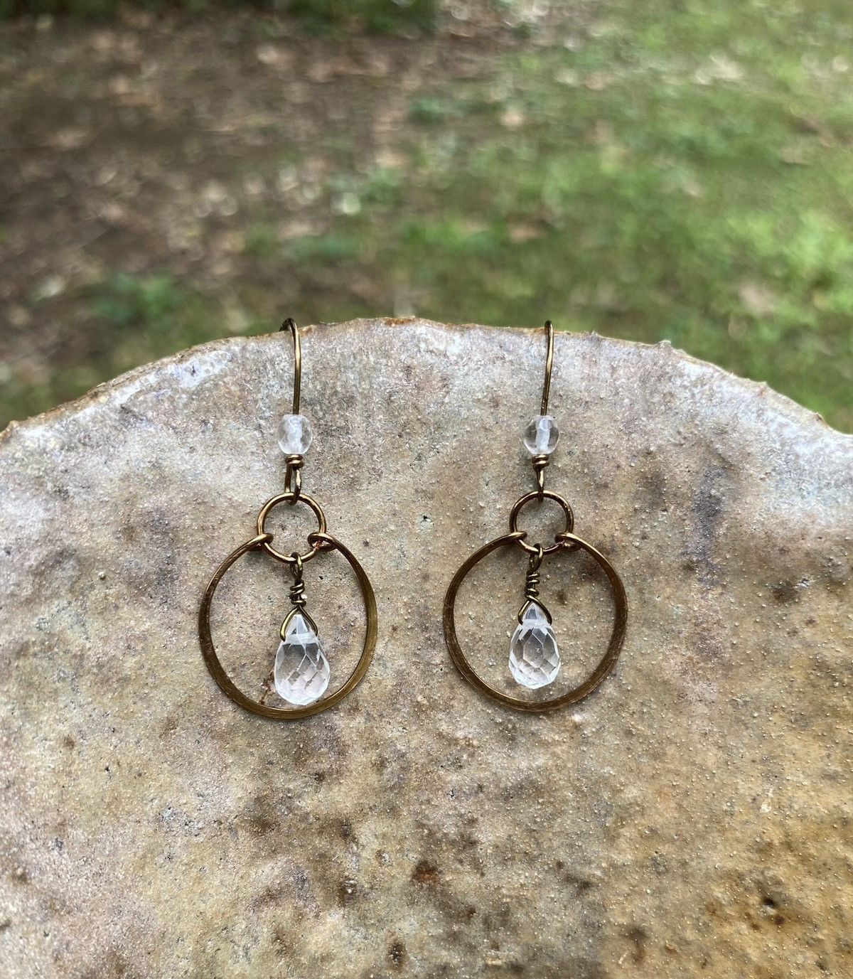 Handmade Clear Quartz Hoop Earrings Size ONE SIZE - 5 Thumbnail