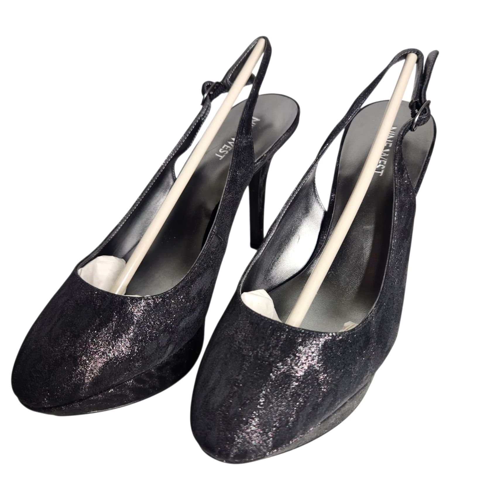 Nine West Nine West Women's Cozelle Fabric Platform Pump Black/Silver 8.5 M Animal Print Size US 9 / IT 39 - 3 Thumbnail