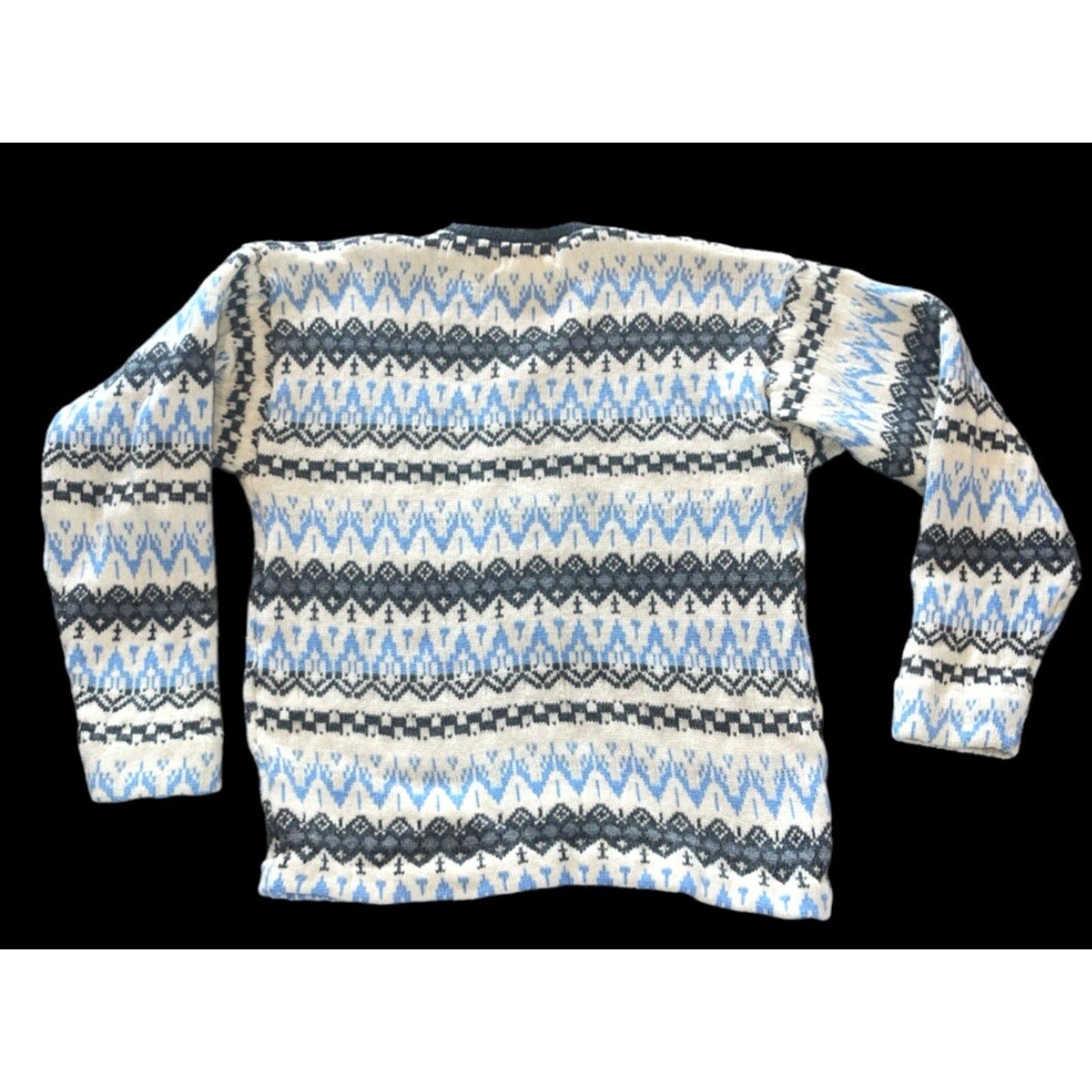Vintage VINTAGE Nordic Icelandic Design 100% Virgin Worsted Wool Sweater Jacket Women M Full Zip Blue Gray Cream Cardigan Womens Size M / US 6-8 / IT 42-44 - 3 Thumbnail