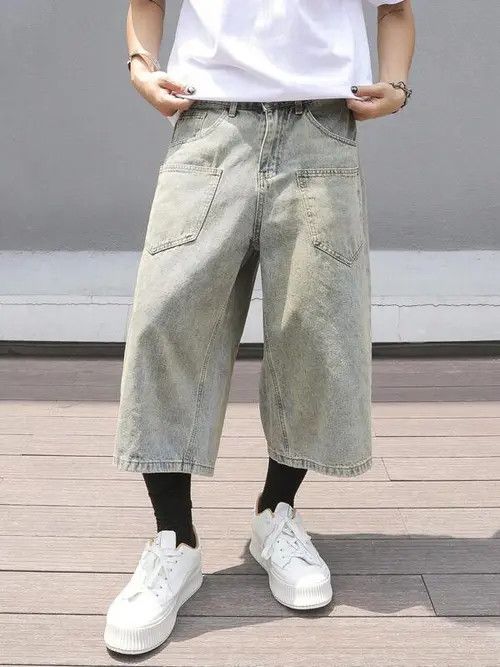 Japanese Brand × Vintage WASHED Y2K Vintage denim jorts shorts Size US 34 / EU 50 - 4 Thumbnail