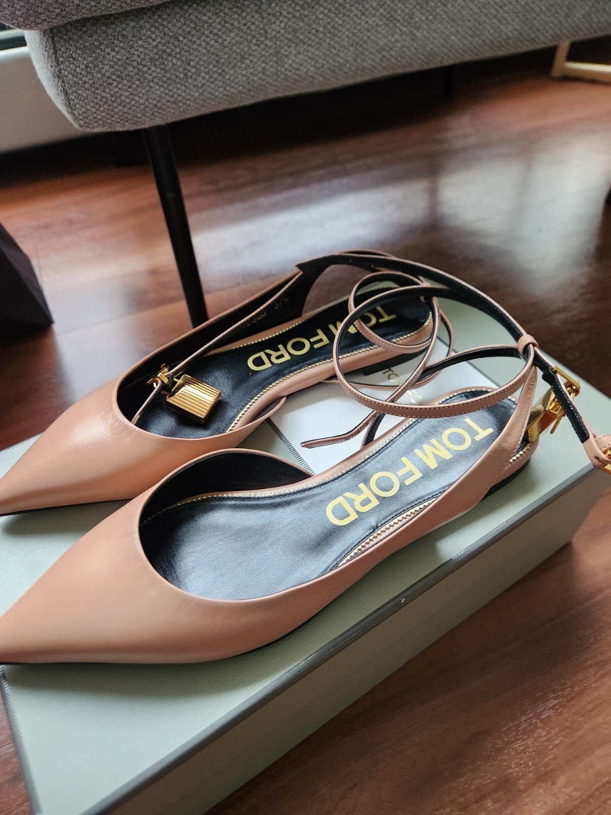 Tom Ford TOM FORD Taupe Padlock Ballerina Flats Size US 7.5 / IT 37.5 - 1 Thumbnail