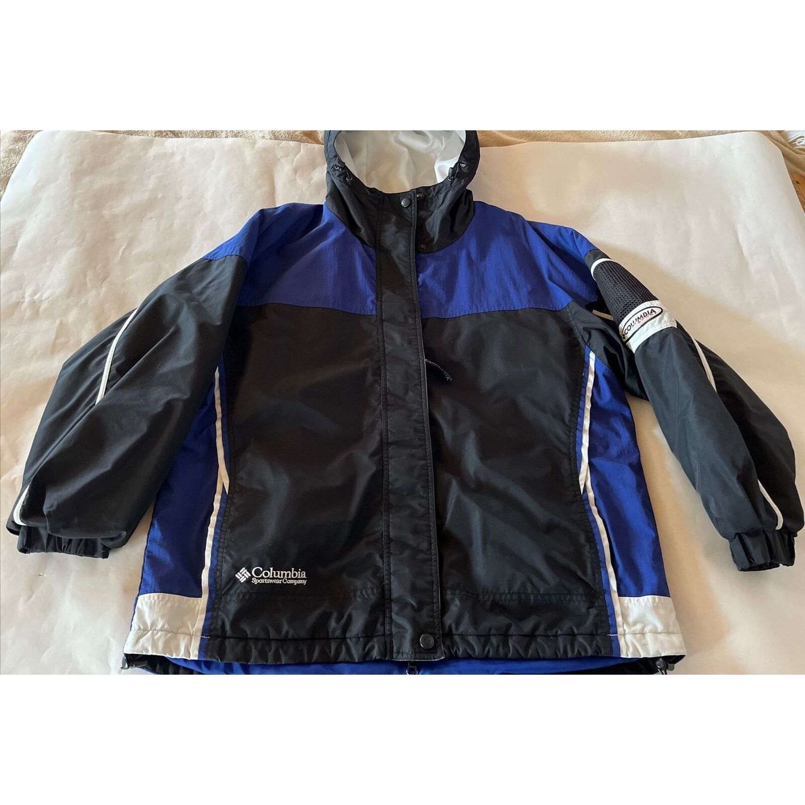 Columbia Columbia Women’s L Blue Black LS Polyester Nylon Hooded Coat Size L / US 10 / IT 46 - 2 Thumbnail