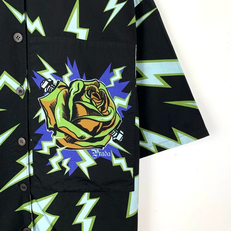Prada Prada Size 38 Logo floral lightning print lapel color-block Size US XXS / EU 40 - 4 Thumbnail