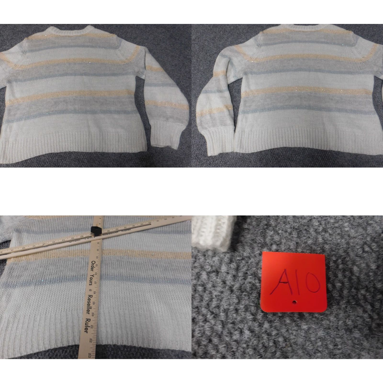 Vintage LC Lauren Conrad Womens Sweater XL gray striped pullover crew neck rib knit stretch Size XL / US 12-14 / IT 48-50 - 8 Thumbnail