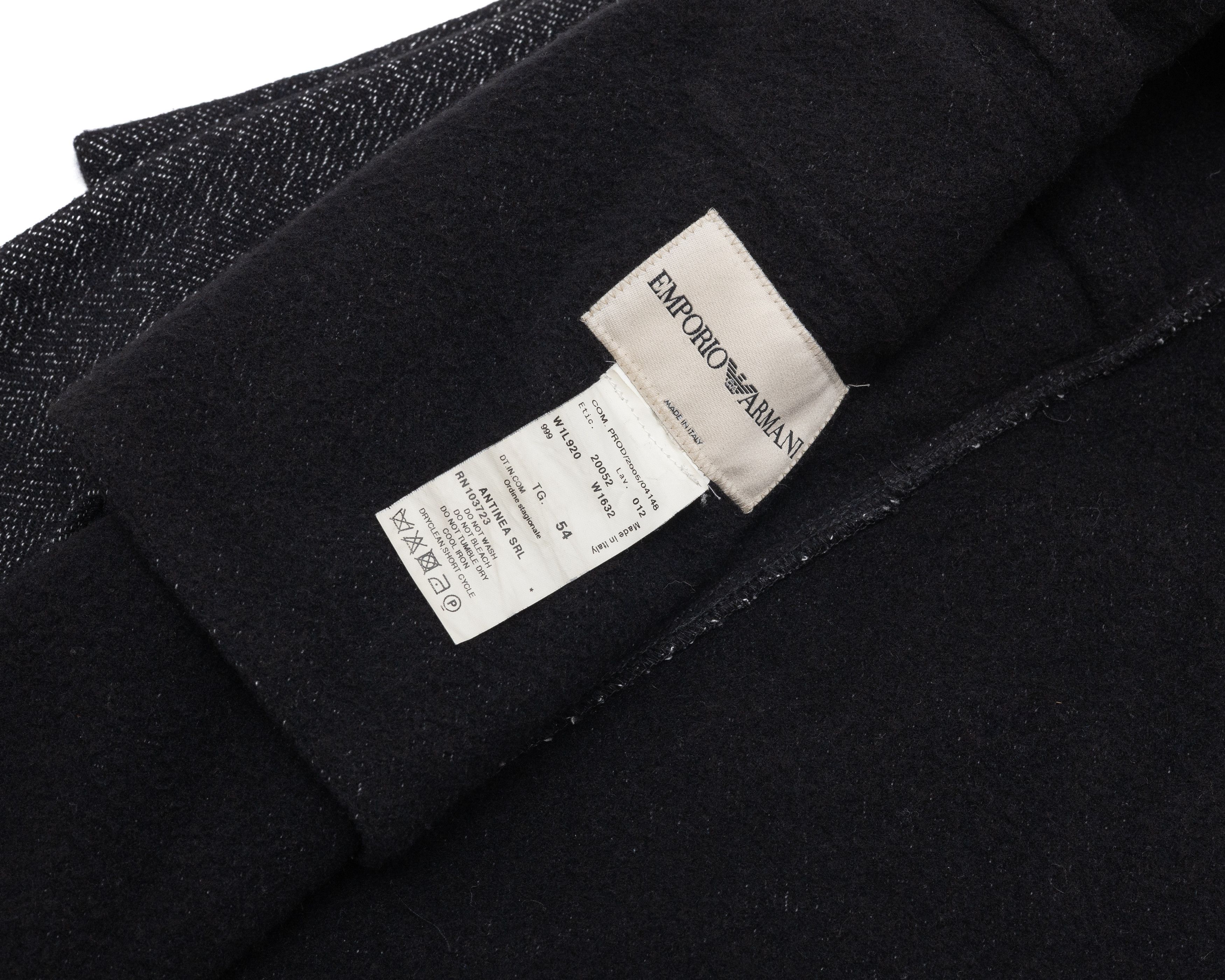 Emporio Armani EMPORIO ARMANI 2005 Wool Coat w Velvet Stand-Up Collar Size US L / EU 52-54 / 3 - 6 Thumbnail