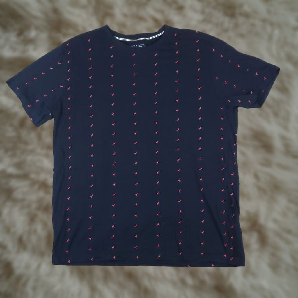 Denime Denim & Flower Slim Fit Short Sleeve T-Shirt Large Navy Blue Flamingo Print Unisex Size US L / EU 52-54 / 3 - 1 Thumbnail