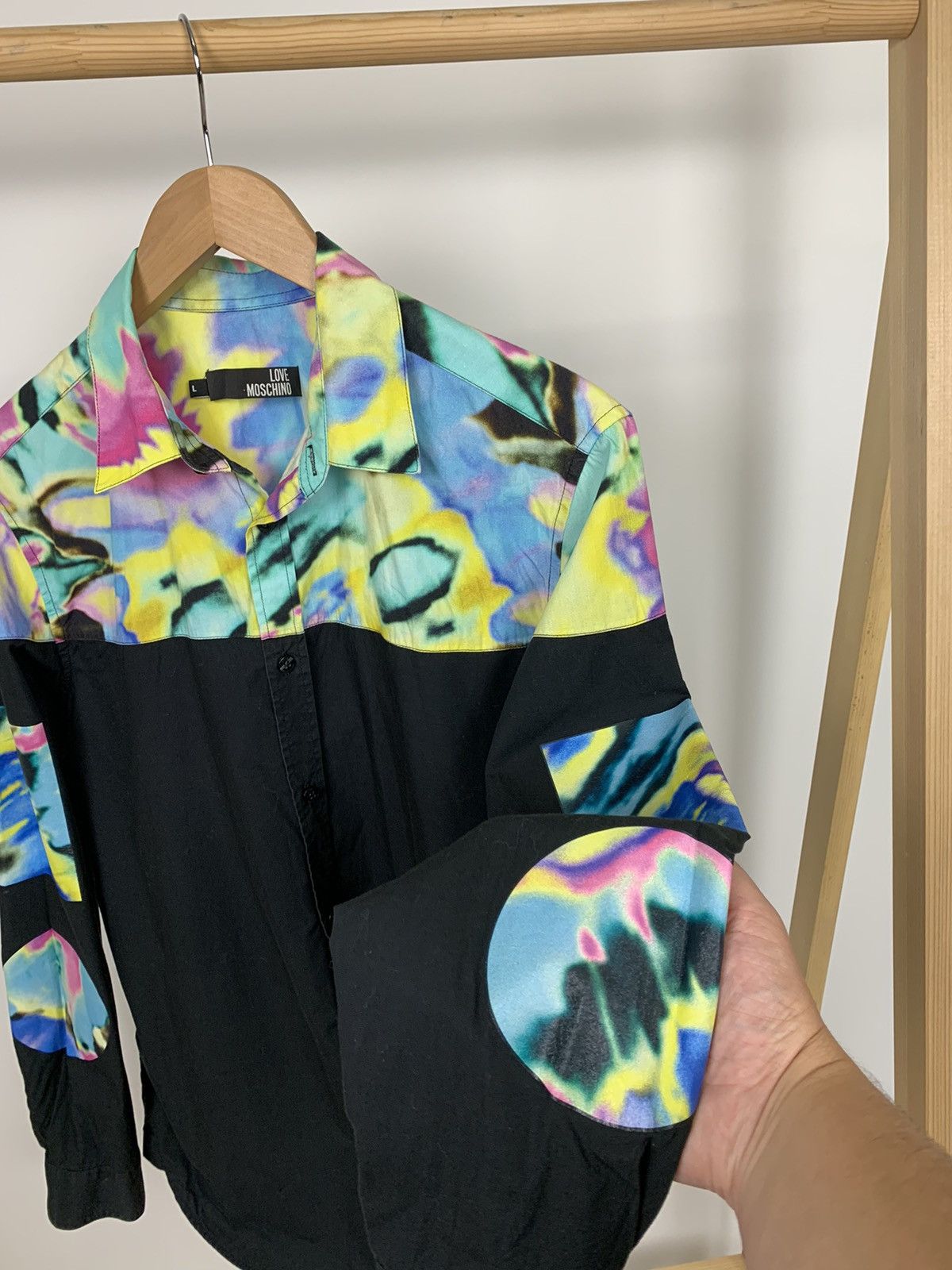 Designer × Moschino Avant Garde Love Moschino Psychodelic Printed Shirt Size US L / EU 52-54 / 3 - 2 Thumbnail