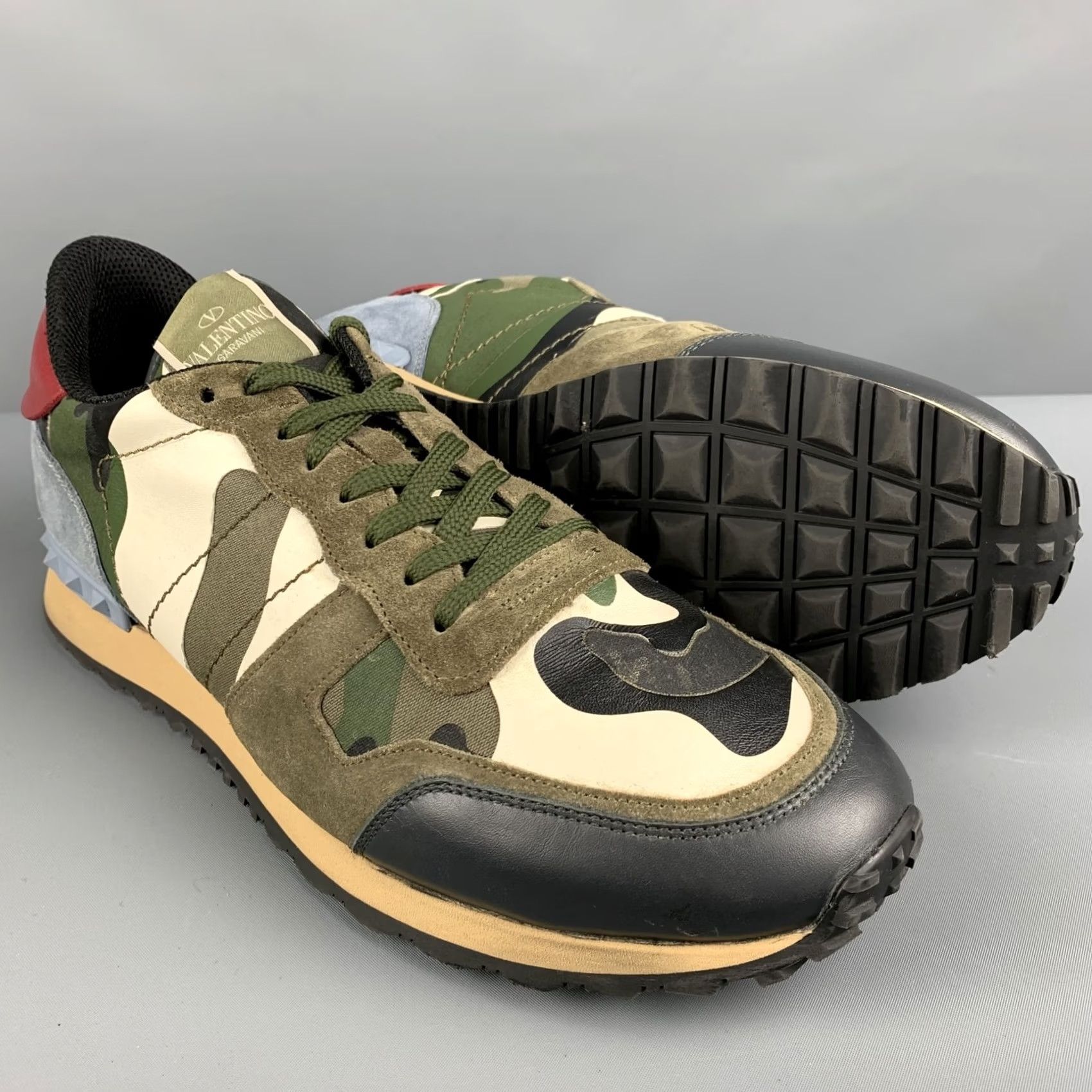 Valentino VALENTINO Size 12 Multi-Color Olive Camo Leather Low Top Sneakers Mens Shoes Size US L / EU 52-54 / 3 - 5 Thumbnail