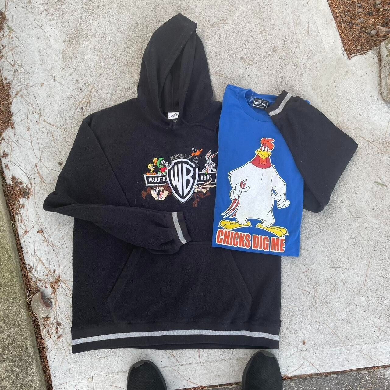 Vintage 90s Vintage Looney Tunes Hoodie Sweatshirt & Foghorn Leghor Size US XL / EU 56 / 4 - 2 Thumbnail