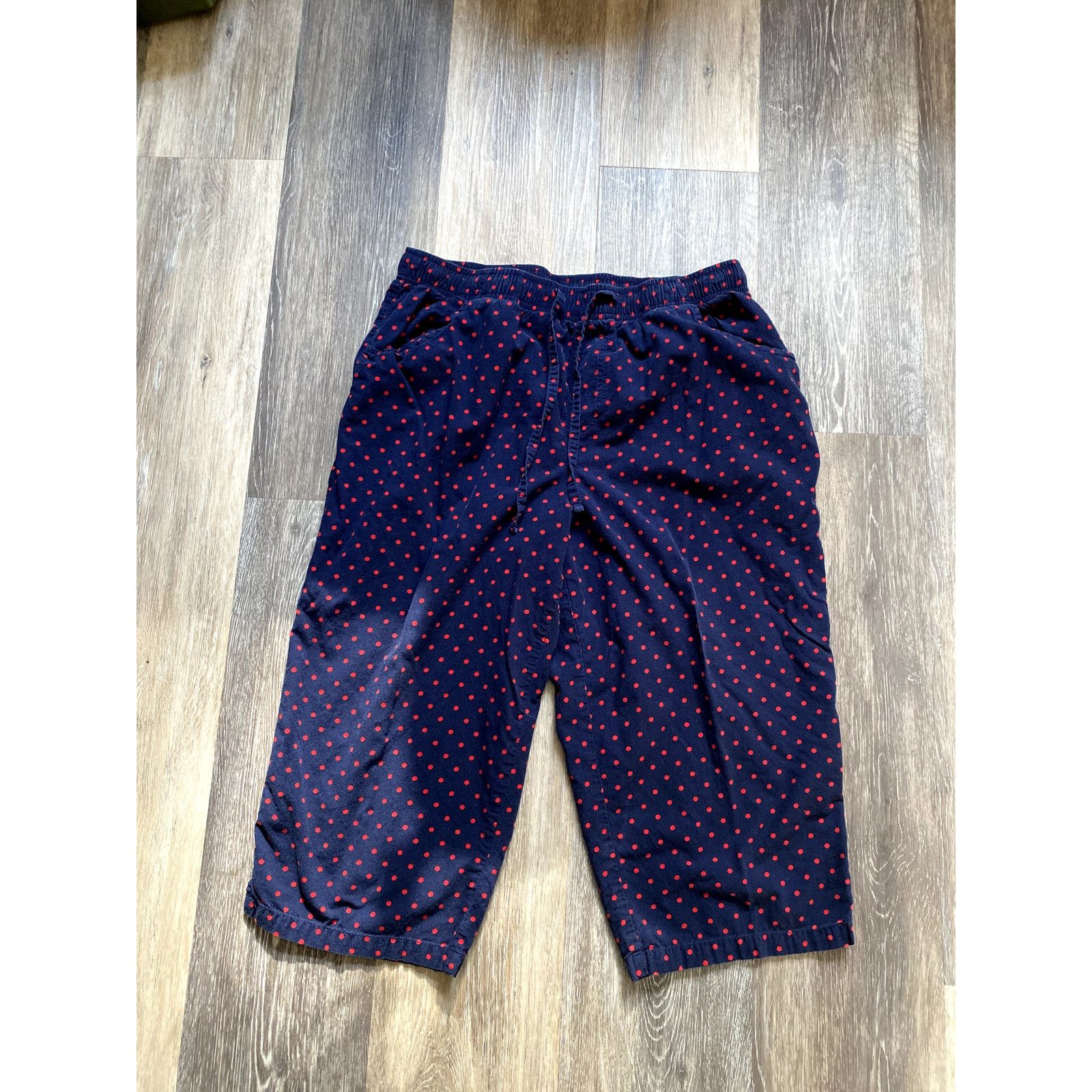 Other Polka Dot Cotton Cozy Bloomer Pant Crop Large Red Navy Capri Size 31" - 2 Thumbnail