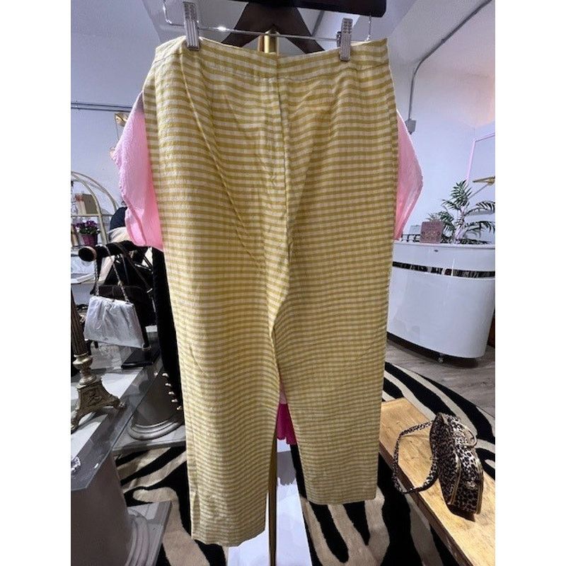 Isaac Mizrahi Vintage Isaac Mizrahi Yellow and White Silk Cropped Pants Size 30" / US 8 / IT 44 - 1 Thumbnail
