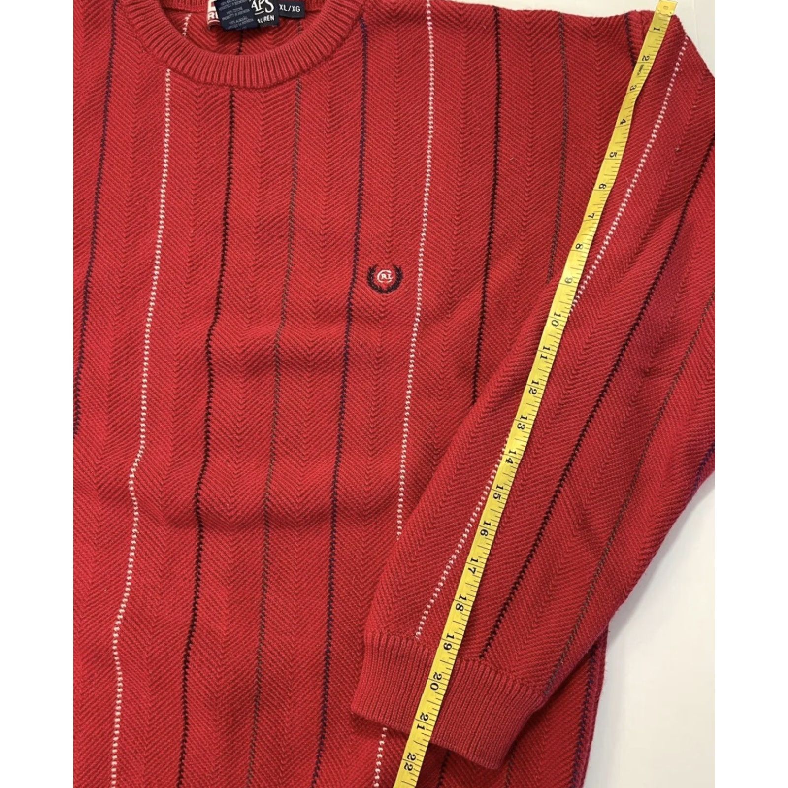 Chaps VINTAGE Chaps Ralph Lauren Sweater XL Mens Crew Neck Pullover Red Knit Cotton Logo Size US XL / EU 56 / 4 - 6 Thumbnail