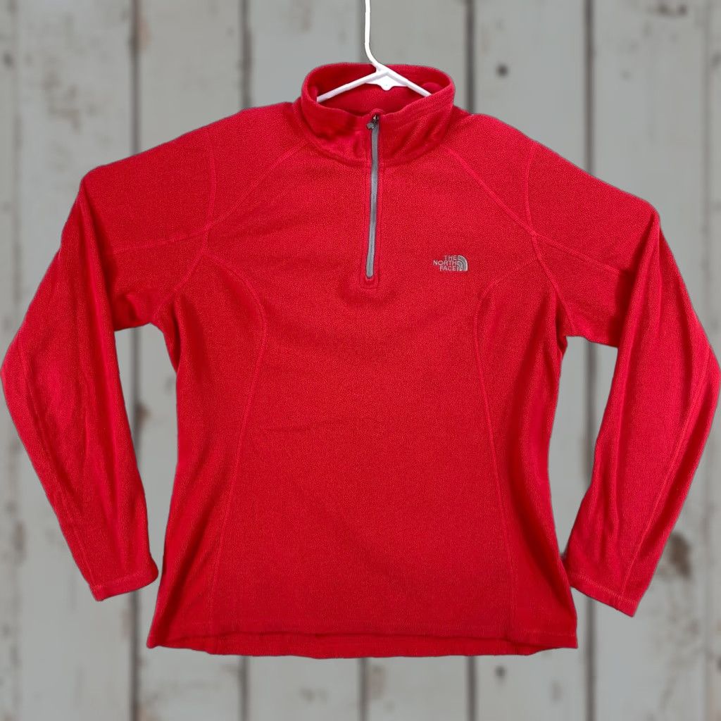 The North Face The North Face 1/4 Zip Fleece Womens Large Red Pullover Outdoor Casual Shirt Top Size L / US 10 / IT 46 - 1 Thumbnail