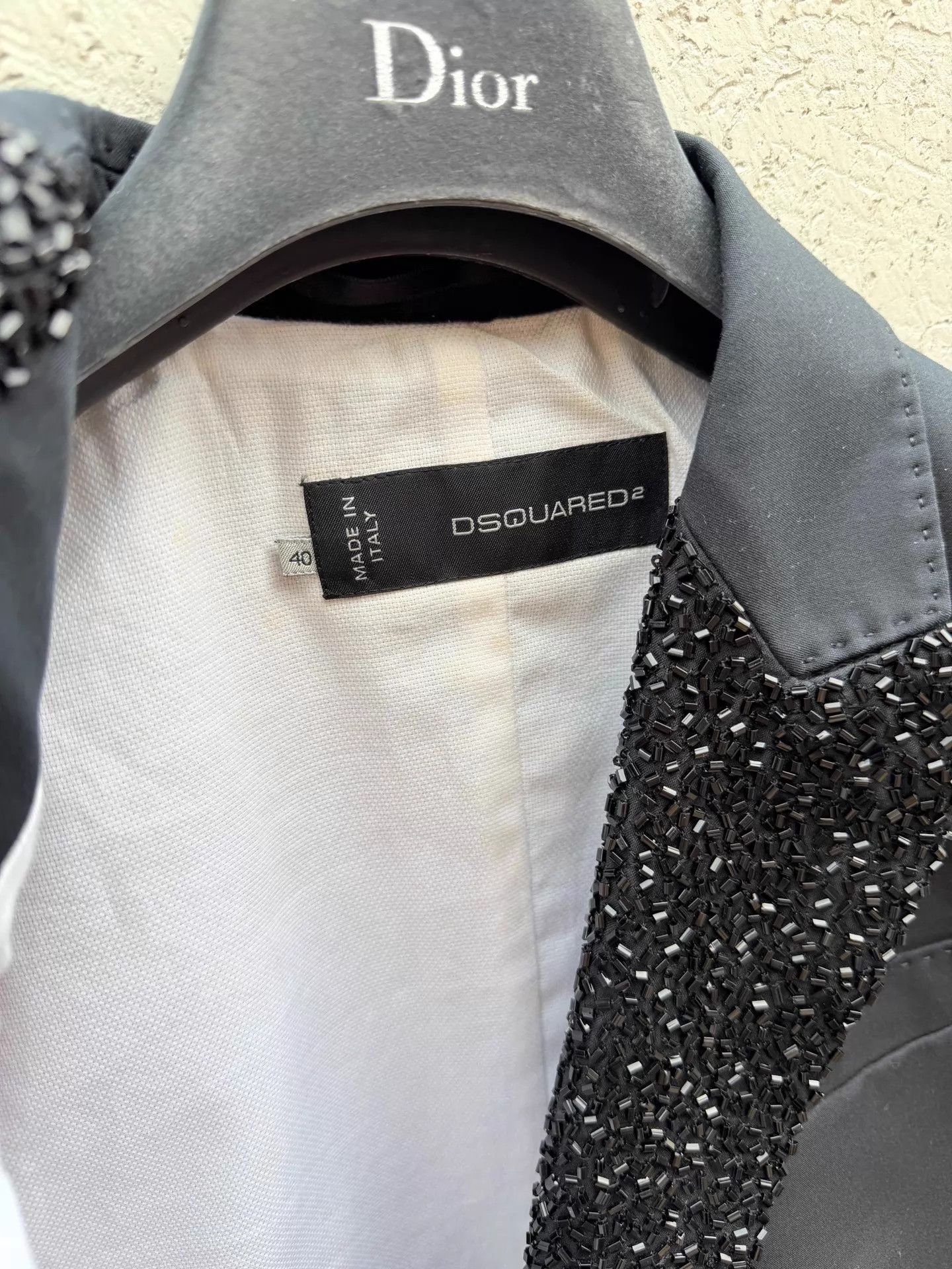 Dsquared2 Dsquared² Black Sequin Collar Slim Fit Blazer 40 Size S / US 4 / IT 40 - 4 Thumbnail