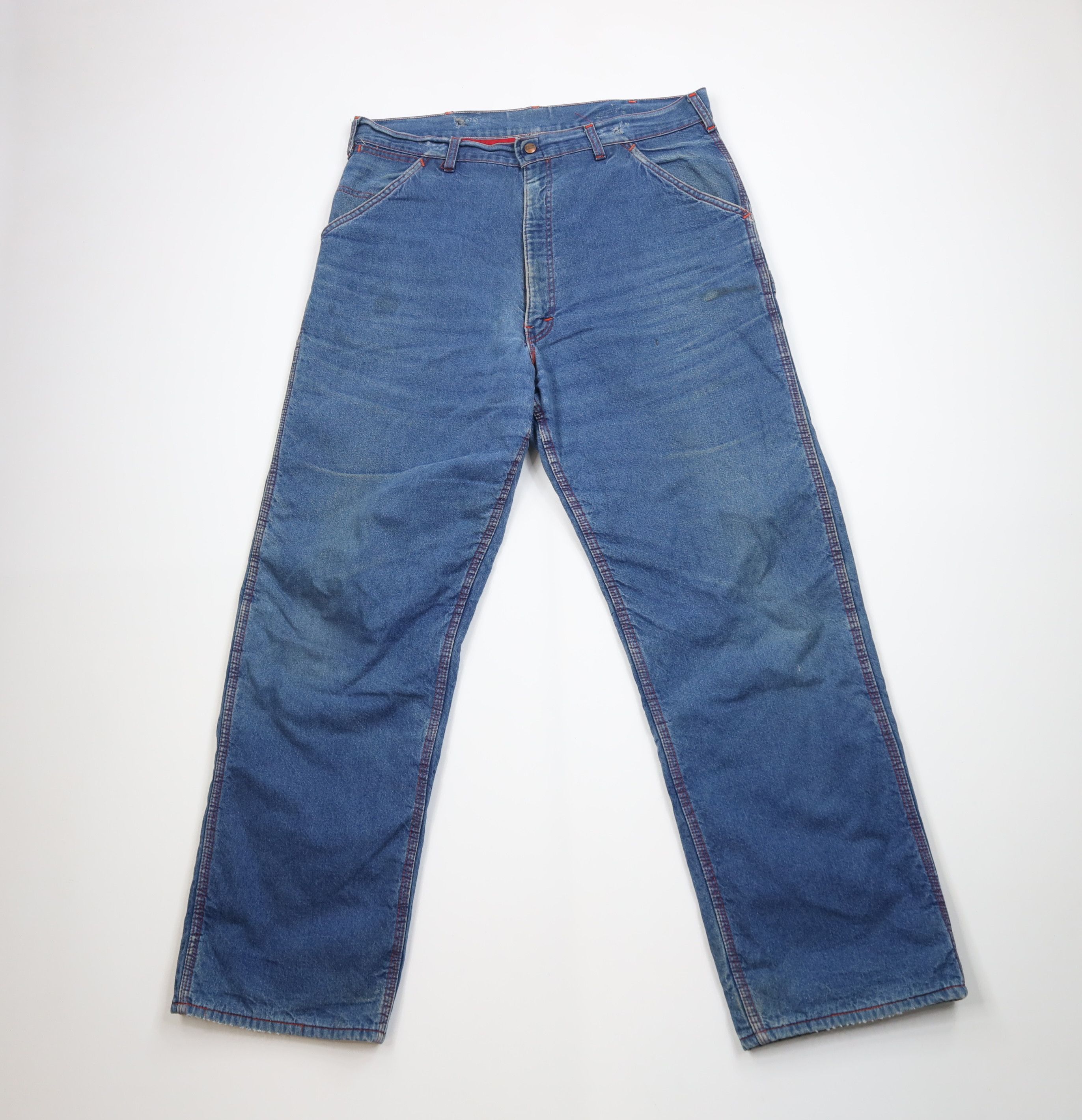 Vintage Vintage 70s Streetwear Lined Wide Leg Dungaree Jeans USA Size US 38 / EU 54 - 2 Thumbnail