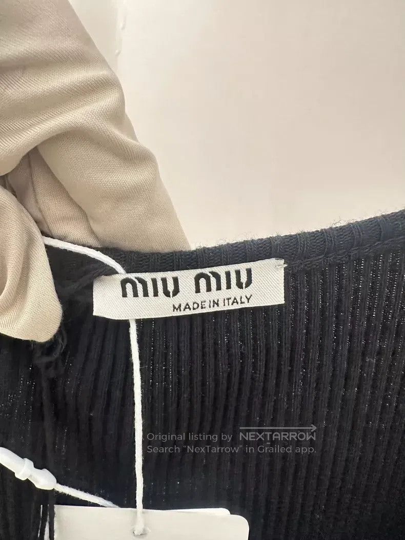 Miu Miu Miu Miu Size XS Crystal pendant black long sleeve short top Size XS / US 0-2 / IT 36-38 - 3 Thumbnail