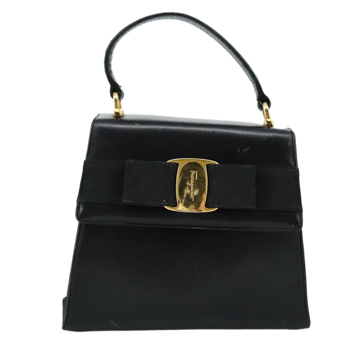 Salvatore Ferragamo Vara Black Leather Handbag (Pre-Owned) Size ONE SIZE - 1 Thumbnail