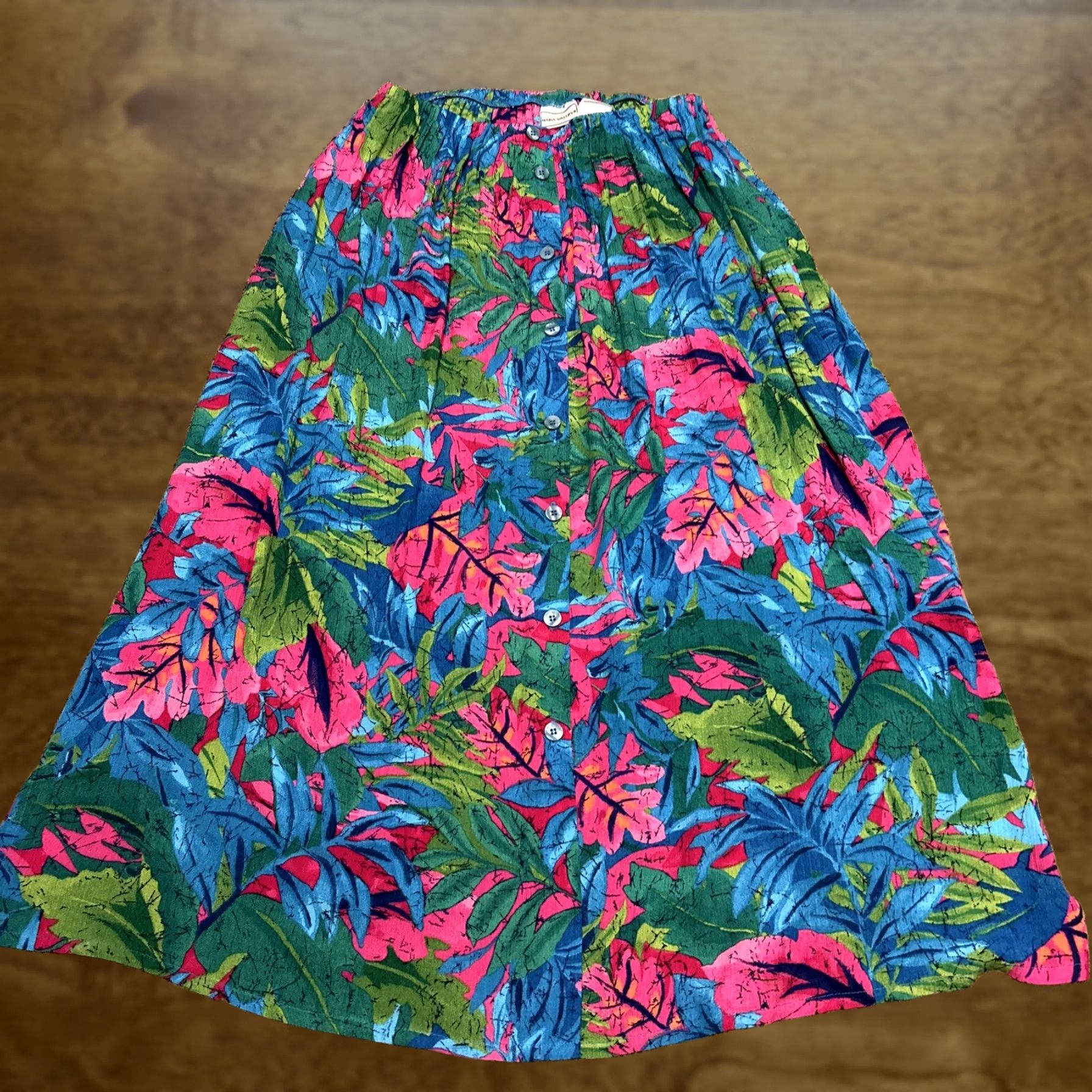 Vintage Napa Valley Skirt Maxi Women L Blue Floral Button Down Rayon Knit Casual Vintage: No B17 Size 36" / US 14 / IT 50 - 1 Thumbnail
